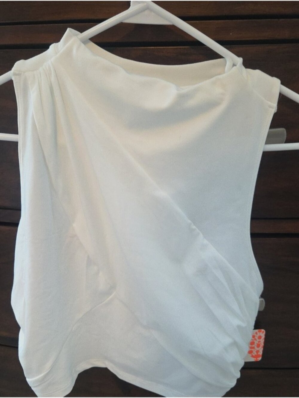 Women’s White Draped Sleeveless Tank Top